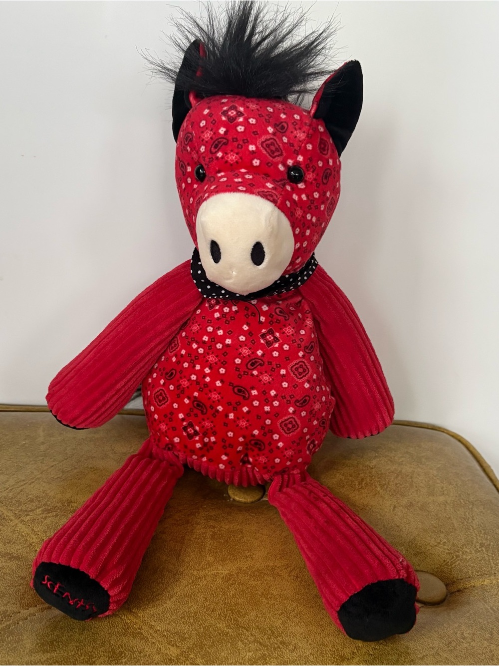 Scentsy Buddy "Bandit the Horse" Red Paisley Bandana Plush Scent Pouch Corduroy
